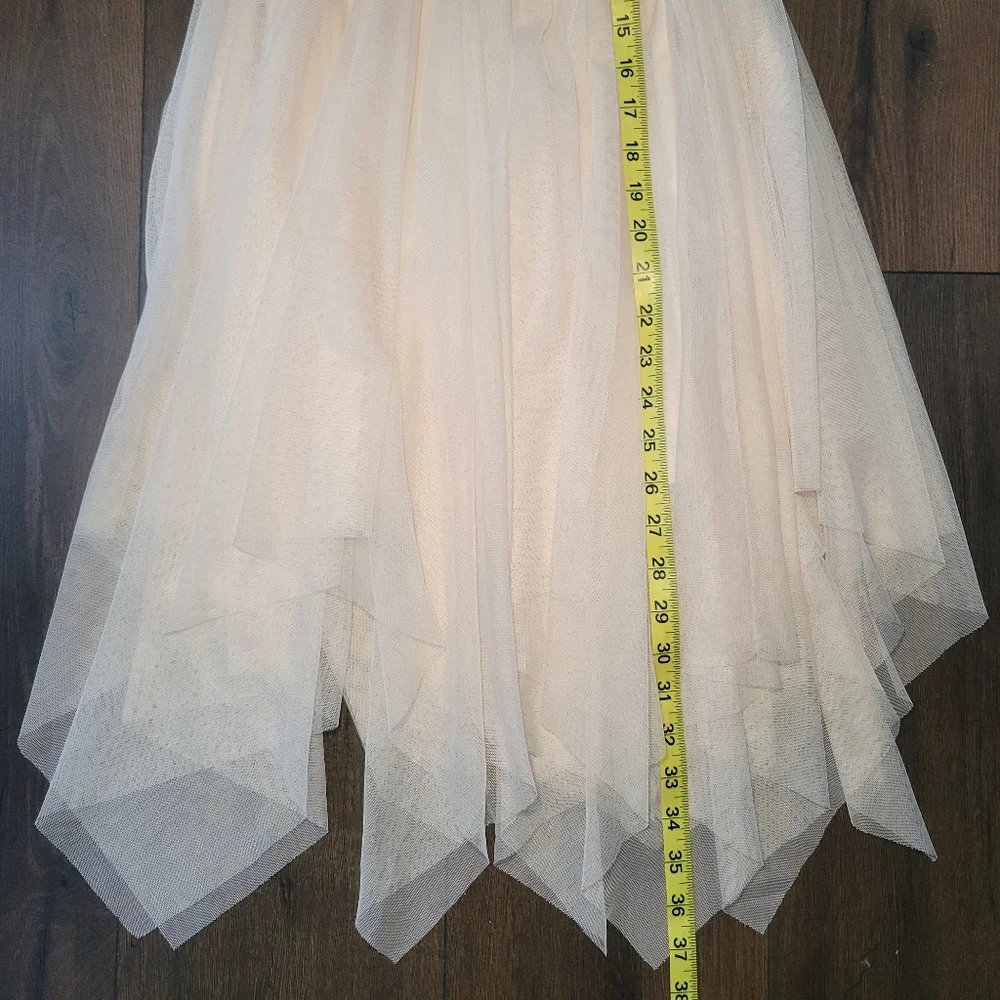 Zenzi Girls' Sleeveless‎ 3D Floral Mesh Hanky Hem Dress - Cream Size 6/6X